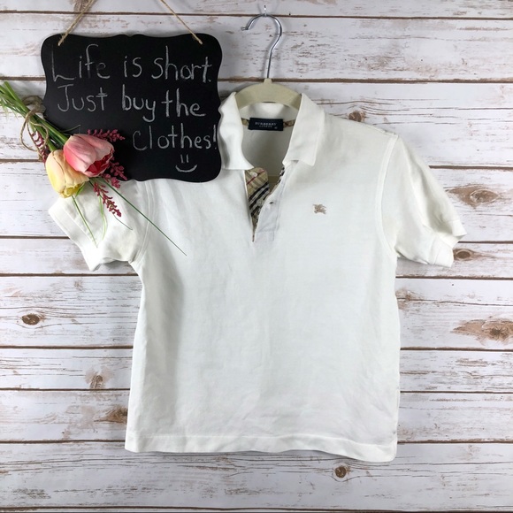 Burberry Other - Burberry London white 1/4 button tartan plaid polo